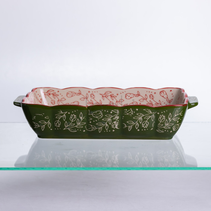 Форма для запекания Vintage 28×17×5 (см) прямоугольная форма для выпекания в духовке с ручками Зеленая HM05-10 Для комфорта каждый день 