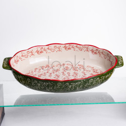 Форма для запекания Vintage 40×25×6.5 (см) овальная с ручками Зеленая HM05-04