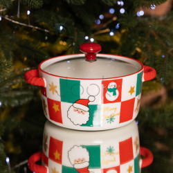 Супница фарфоровая Christmas новогодняя 800 (мл) с крышкой Yiwu FM-CS-9C