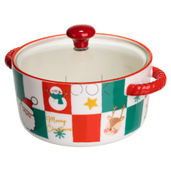 Супниця порцелянова Christmas новорічна 800 (мл) з кришкою Yiwu FM-CS-9C Функціональність Jooki