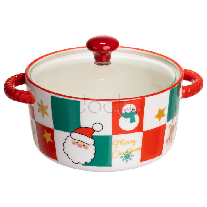 Супниця порцелянова Christmas новорічна 800 (мл) з кришкою Yiwu FM-CS-9C Функціональність Jooki