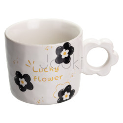 Чашка для чая и кофе фарфоровая Lucky Flower 420 (мл) красивая оригинальная кружка на подарок Белая FM-14D
