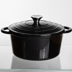Кастрюля чугунная эмалированная 4 л, черный Yiwu HP-FLG-1 BLACK  Всегда под рукой 