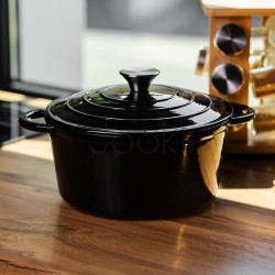 Кастрюля чугунная эмалированная 4 л, черный Yiwu HP-FLG-1 BLACK  Всегда под рукой 