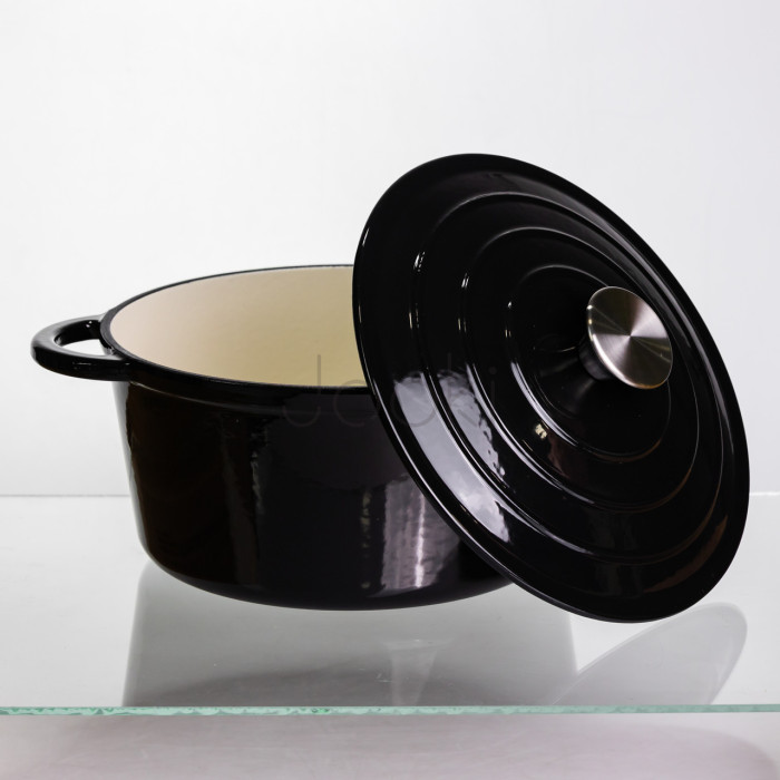 Кастрюля чугунная эмалированная 4 л, черный Yiwu HP-FLG-1 BLACK  Всегда под рукой 