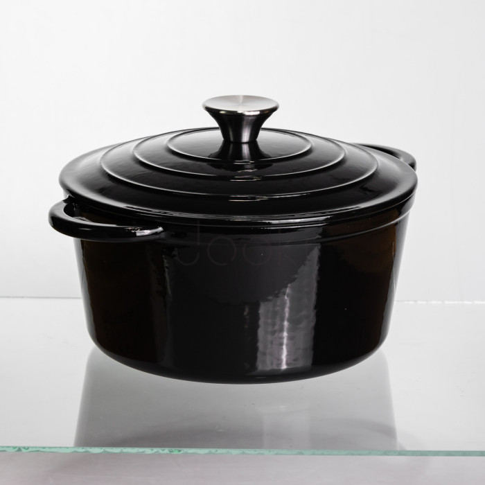 Кастрюля чугунная эмалированная 4 л, черный Yiwu HP-FLG-1 BLACK  Всегда под рукой 