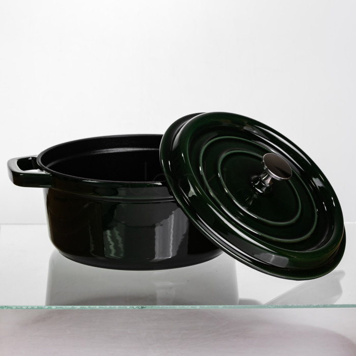 Кокотница чугунная эмалированная 4 л, малахит Yiwu HP-FLG-10 green  Jooki