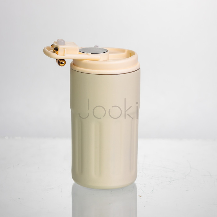Термочашка Coffee 400 мл з ремінцем та датчиком температури, білий Yiwu HP-GM-2  Jooki