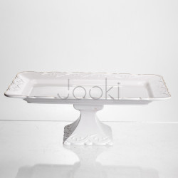 Тортовница на ножке White Square 30.5*30.5 см фарфоровая квадратная Yiwu 120-YH-HG061  Jooki