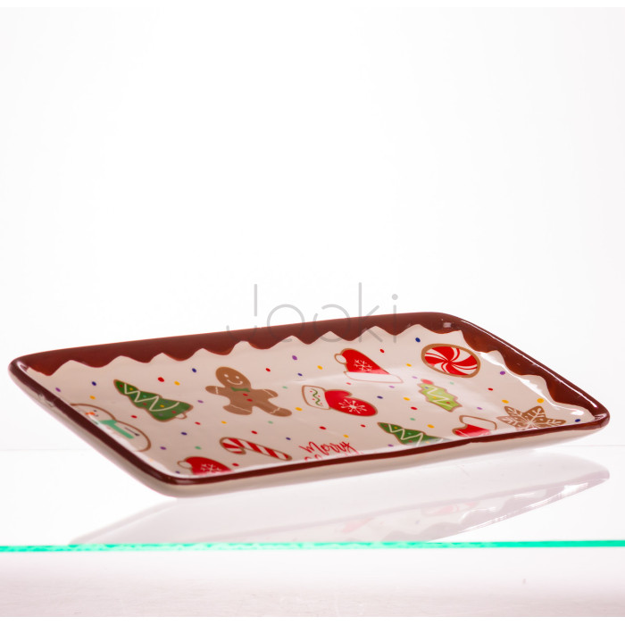Блюдо сервировочное новогоднее для закусок Merry Christmas 34×14×2 (см) блюдо прямоугольное рождественское из фарфора CR-1-38  Jooki