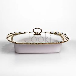 Мармитница фарфоровая Tiffany 2 л квадратная на металлической подставке 38х30х7 см SX42-3 Проверенное качество Jooki