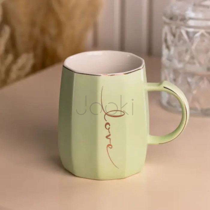 Чашка керамічна для чаю та кави 400 мл Love Зелена HP7188GR  Jooki