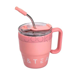 Термокружка Coffee & Tea с трубочкой розовая Твой стильный выбор 