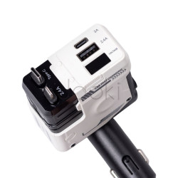 Автомобильное зарядное устройство MECHA с выдвижными кабелями и портами USB/Type-C Белый