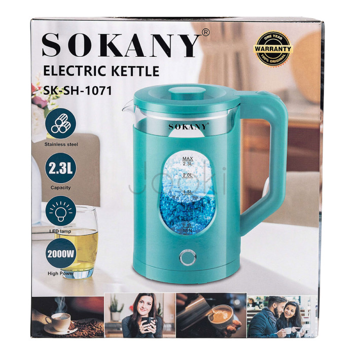 Электрочайник бытовой 2.3 л Sokany дисковый с автоотключением Проверенное качество Jooki