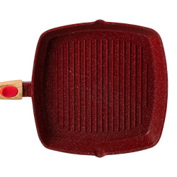 Алюмінієва сковорода-гриль 28 см зі скляною кришкою Square Red MGC HP-4-462R Функціональність Jooki