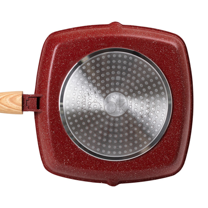 Алюмінієва сковорода-гриль 28 см зі скляною кришкою Square Red MGC HP-4-462R Функціональність Jooki