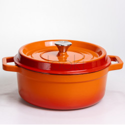 Кокотница чугунная эмалированная 5,5 л, оранжевый Yiwu HP-FLG-5 ORANGE