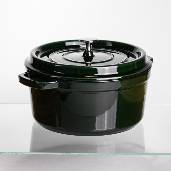 Кокотница чугунная эмалированная 4,5 л, малахит Yiwu HP-FLG-11 green Проверенное качество Jooki