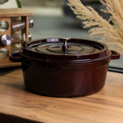 Кокотница чугунная эмалированная 7,5 л, бургунди Yiwu HP-FLG-14 burgundy Продумано до деталей 