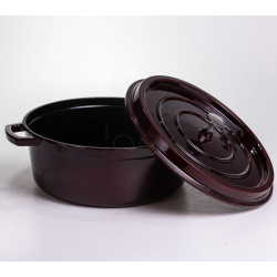 Кокотница чугунная эмалированная 7,5 л, бургунди Yiwu HP-FLG-14 burgundy Продумано до деталей 