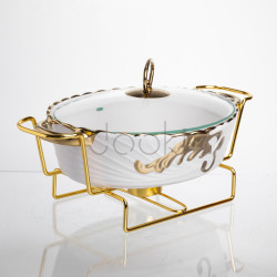 Мармитница фарфоровая Margaret 1 л для вторых блюд 27,5*19*6,5 см Yiwu YYSH1214
