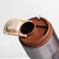 Термочашка Coffee 400 мл с ремешком и датчиком температуры, коричневый Yiwu HP-GM-1 Твой стильный выбор 