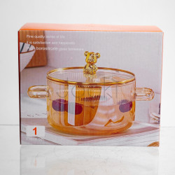 Каструля скляна Lucky 1,8 л з металевим ведмедиком на кришці Yiwu HP-GP-33  Jooki