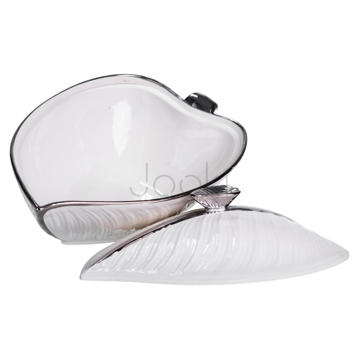 Супница 800 (мл) фарфоровая 26×18×14 (см) с крышкой Белый с серебром XL-4074AS  Всегда под рукой 