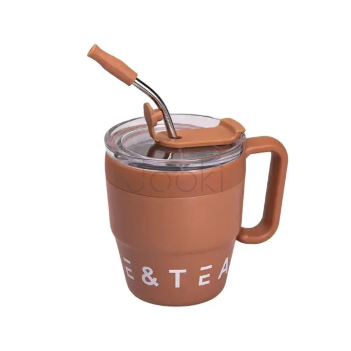 Термокружка Coffee & Tea с трубочкой коричневая  Jooki 