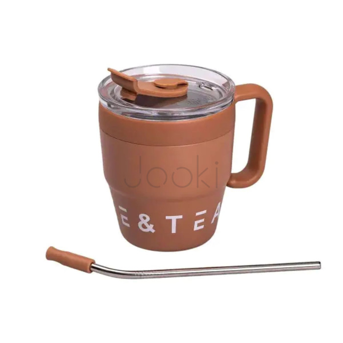 Термокружка Coffee & Tea с трубочкой коричневая  Jooki 