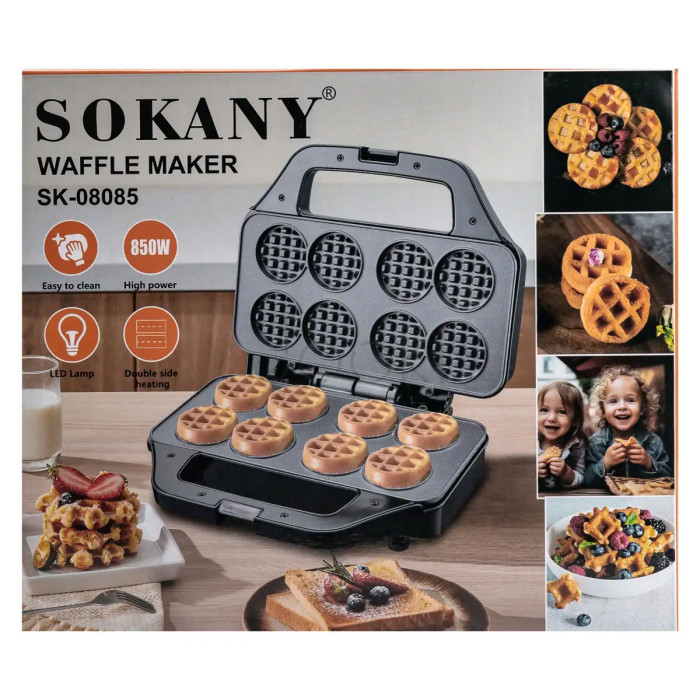Вафельница Sokany для круглых вафель 850 Вт Продумано до деталей 