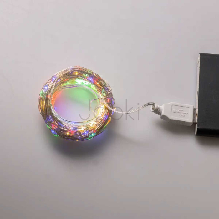 Гирлянда роса 20 метров USB на 200 led светодиодов капля белый провод мультиколор  Jooki