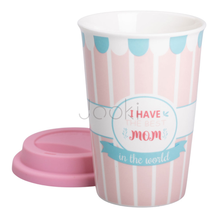 Стакан керамический 420 (мл) с силиконовой крышкой I have the best mom  Jooki
