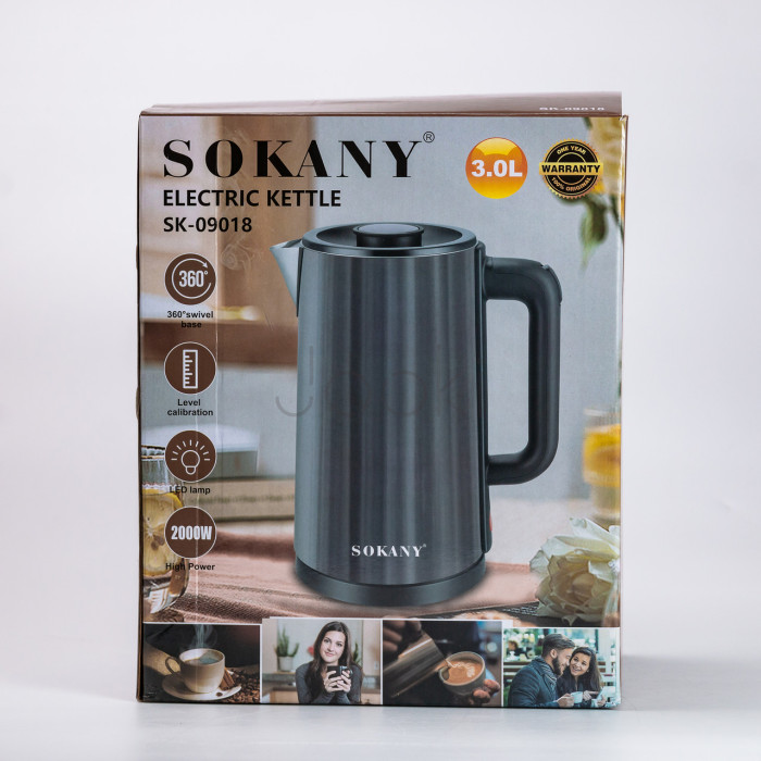 Електрочайник Sokany 3 літри Сірий SK-09018G Функціональність Jooki
