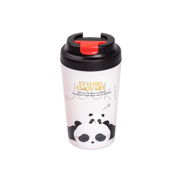 Термокружка Panda с керамической колбой 380 мл Черная  Jooki