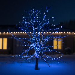 Новогодняя гирлянда уличная 100 м 1000 LED с солнечной батареей 8 режимов работы черный провод Синий SB1000L100MBBL Практическое решение Jooki