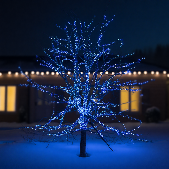 Новогодняя гирлянда уличная 100 м 1000 LED с солнечной батареей 8 режимов работы черный провод Синий SB1000L100MBBL Практическое решение Jooki
