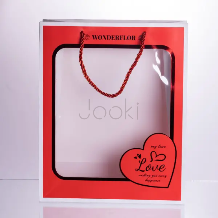 Набор подарочных пакетов из бумаги Love с окошком 12 шт 26×10×32 см HP-10359-18  Jooki 