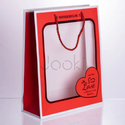 Набор подарочных пакетов из бумаги Love с окошком 12 шт 26×10×32 см HP-10359-18  Jooki 
