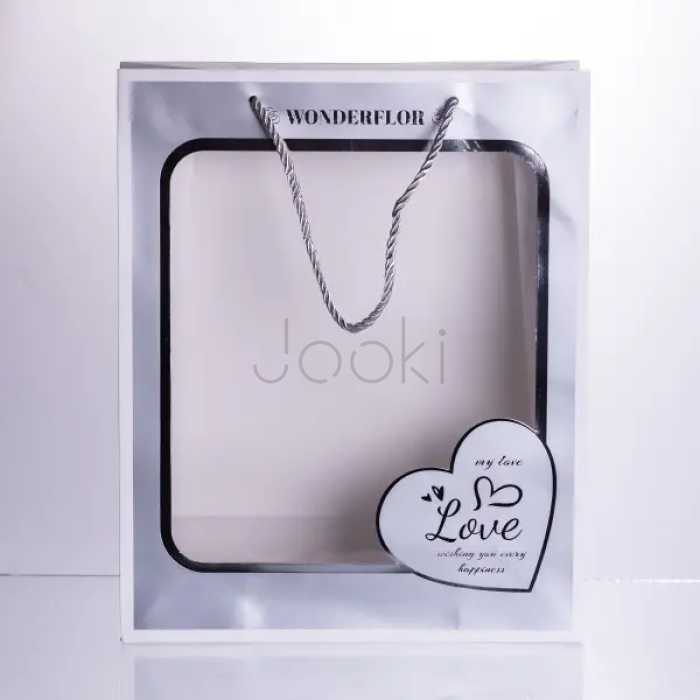 Набор подарочных пакетов из бумаги Love с окошком 12 шт 26×10×32 см HP-10359-18  Jooki 