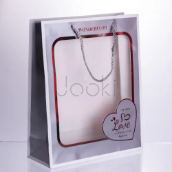 Набор подарочных пакетов из бумаги Love с окошком 12 шт 26×10×32 см HP-10359-18  Jooki 