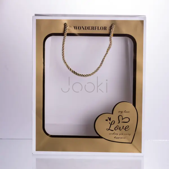 Набор подарочных пакетов из бумаги Love с окошком 12 шт 26×10×32 см HP-10359-18  Jooki 