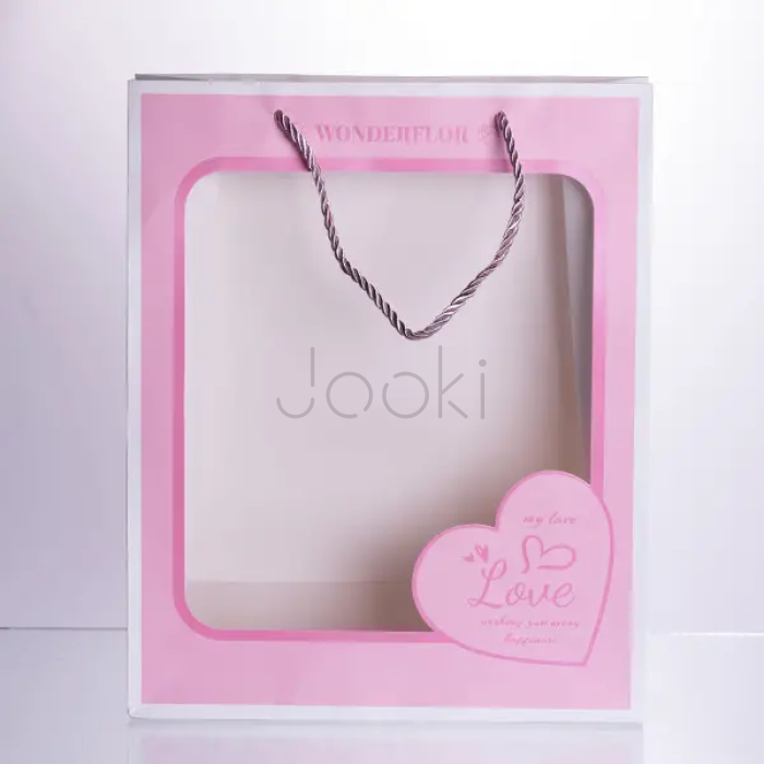 Набор подарочных пакетов из бумаги Love с окошком 12 шт 26×10×32 см HP-10359-18  Jooki 
