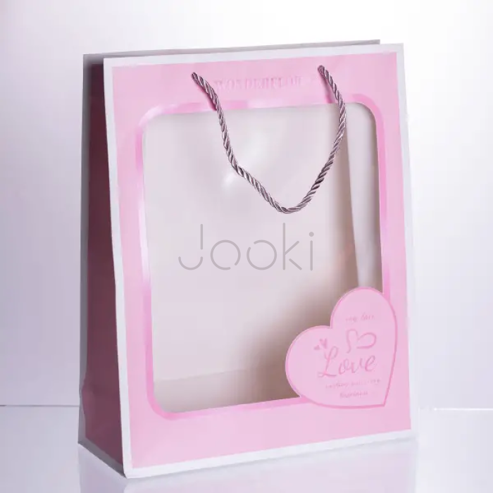 Набор подарочных пакетов из бумаги Love с окошком 12 шт 26×10×32 см HP-10359-18  Jooki 
