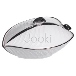 Супница 800 (мл) фарфоровая 26×18×14 (см) с крышкой Белый с серебром XL-4074AS
