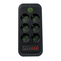 Сетевой фильтр-удлинитель 6 розеток 4 USB-A + 2USB Type-C 5м HP-5-54