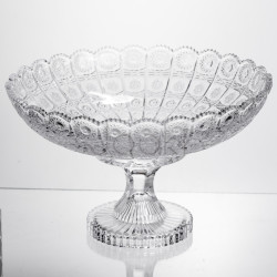 Фруктовница на ножке стеклянная Queen Lace 32 см под хрусталь Yiwu HP-34-47