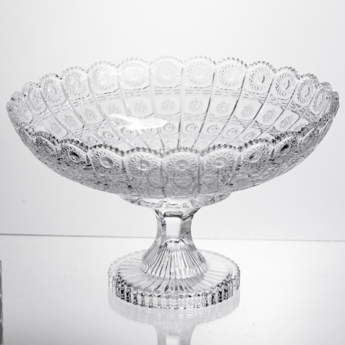 Фруктовница на ножке стеклянная Queen Lace 32 см под хрусталь Yiwu HP-34-47  Jooki 