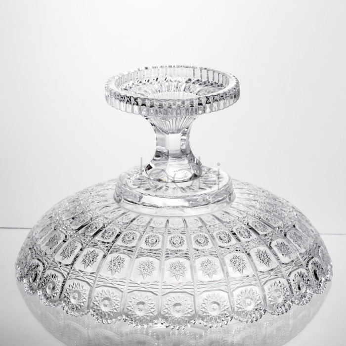 Фруктовница на ножке стеклянная Queen Lace 32 см под хрусталь Yiwu HP-34-47  Jooki 
